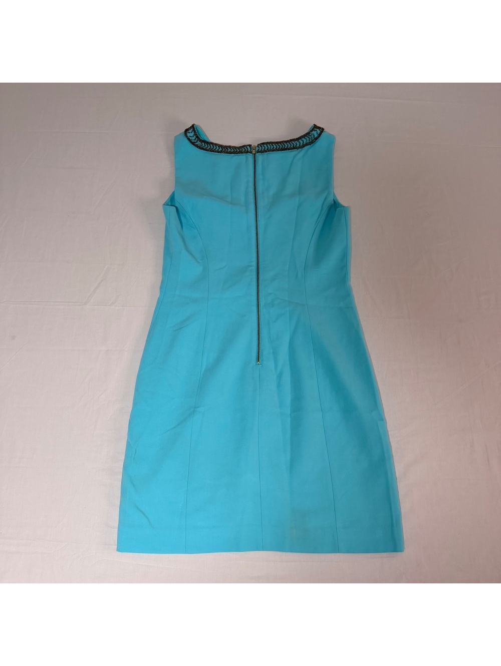 Lilly Pulitzer Aqua Blue Sleeveless Dress Size 6 with Embellished Neckline - Picture 2 of 7
